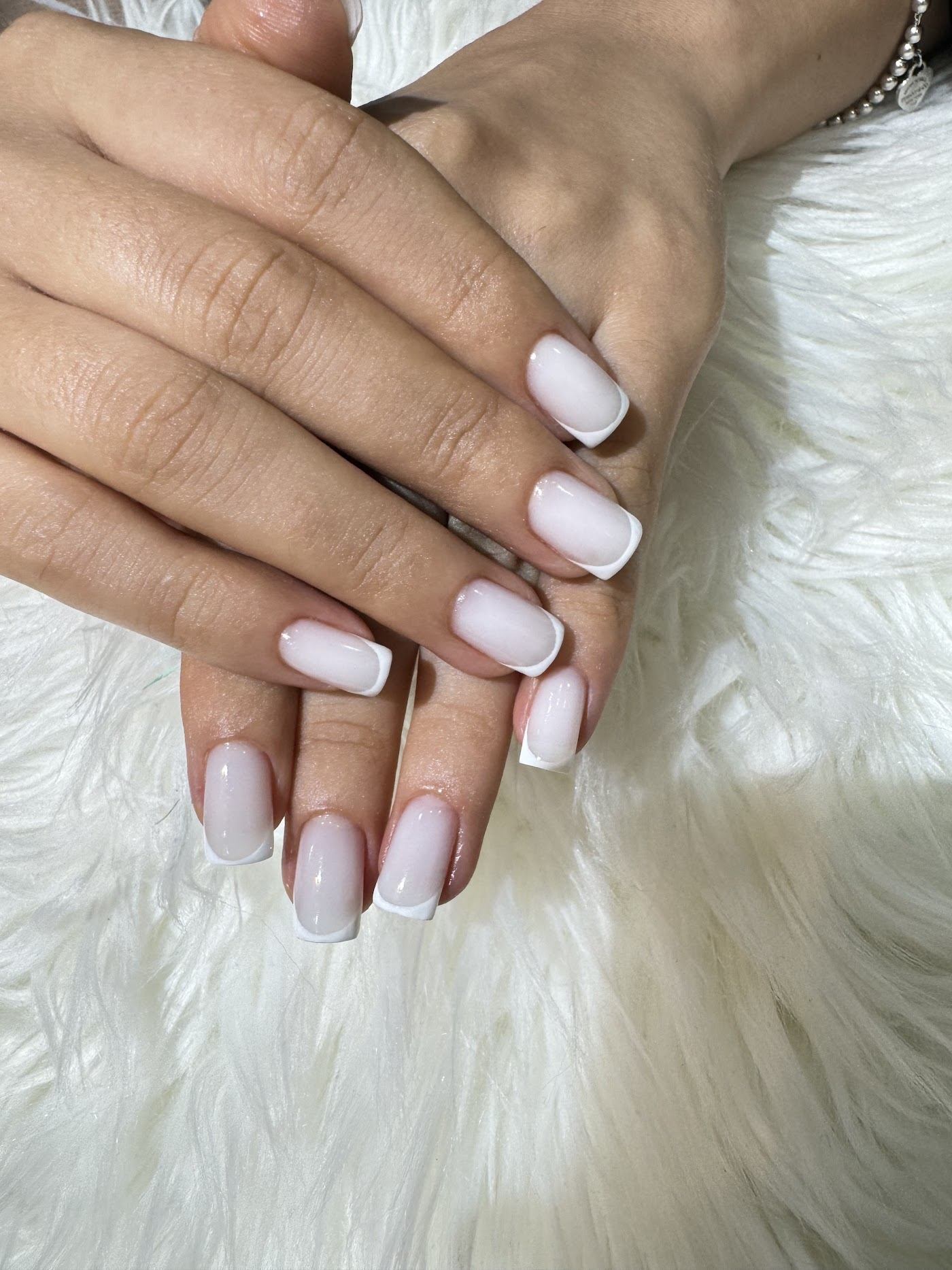 Milky white square gel nails