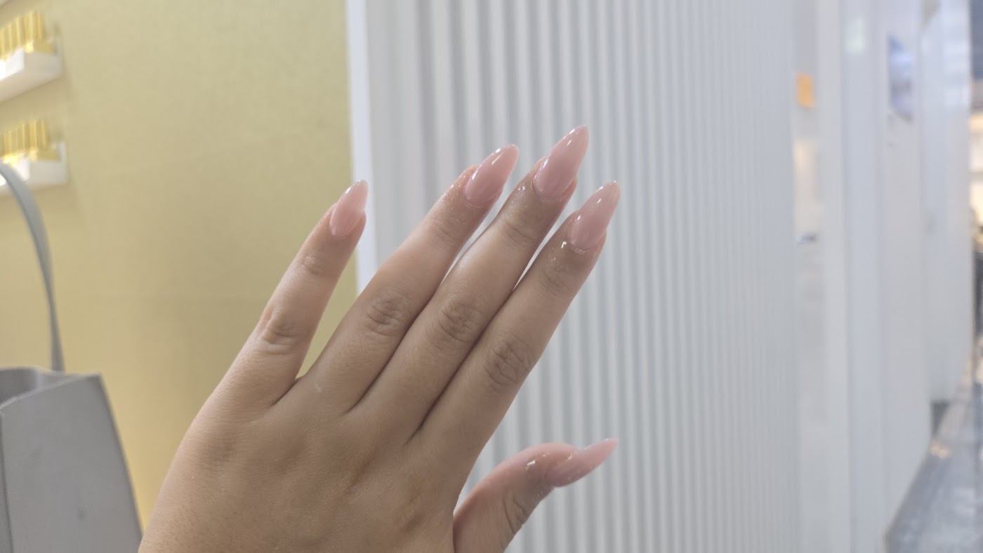 Long almond nude nails