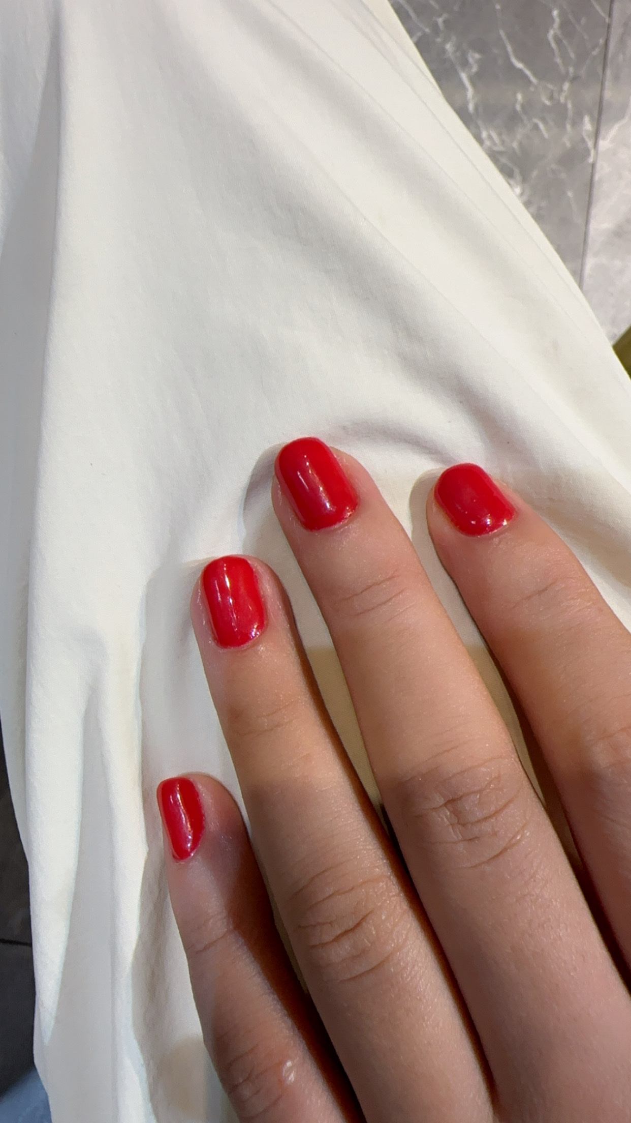Classic red gel manicure